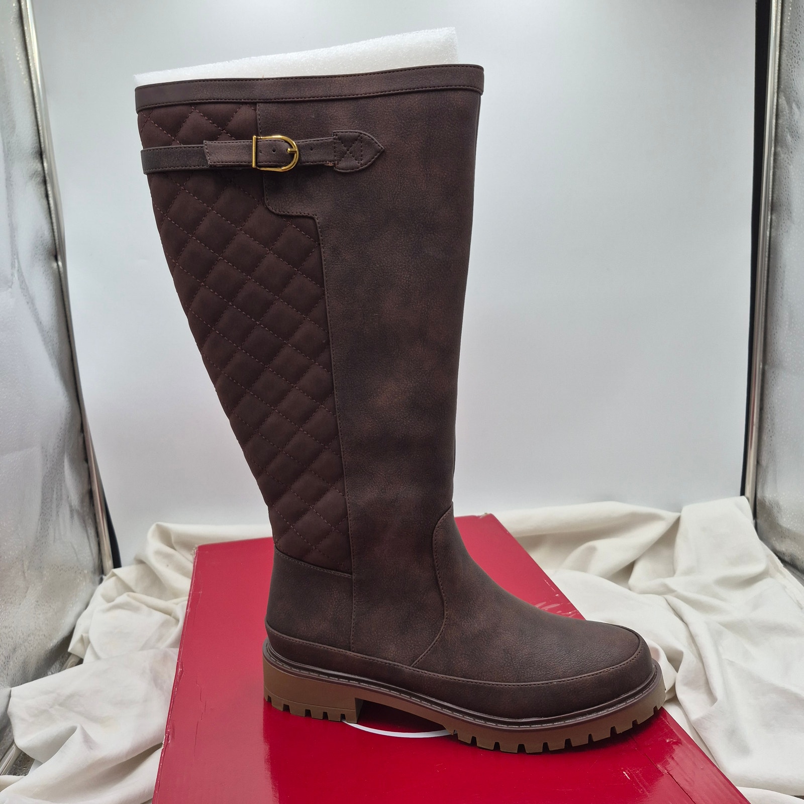 New Journee Collection Zemmie Knee High Quilted Boot Size 9 Wc